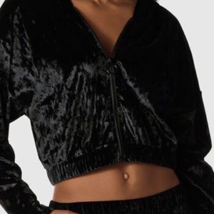 La Senza Velvet Zip Up Crop Hoodie